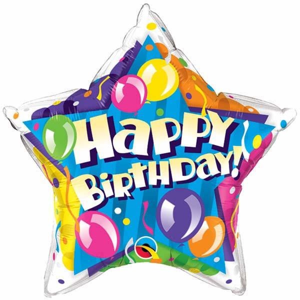 50cm Star Foil Birthday! Sparkling Balloons Star #91301 - Each (Pkgd.)