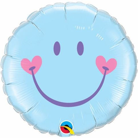45cm Round Foil Sweet Smile Face-Pale Blue #99576 - Each (Pkgd.)
