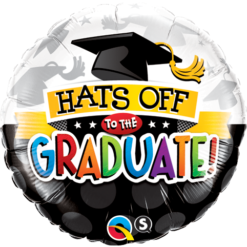 45cm Round Foil Hats Off To The Graduate! #93214 - Each (Pkgd.) SPECIAL ORDER ITEM
