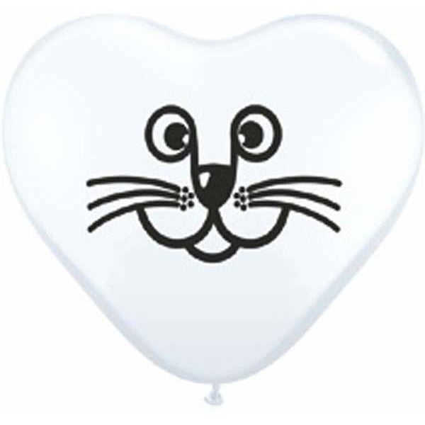 15cm Heart White Cat Face #97337 - Pack of 100 SPECIAL ORDER ITEM
