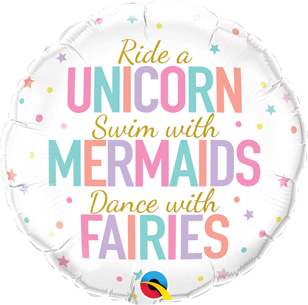 45cm Round Foil Unicorns Mermaids & Fairies #97402 - Each (Pkgd.)
