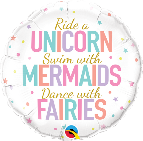 45cm Round Foil Unicorns Mermaids & Fairies #97402 - Each (Pkgd.)