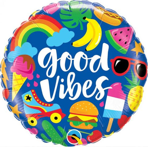 45cm Round Foil Good Vibes #98497 - Each (Pkgd.)