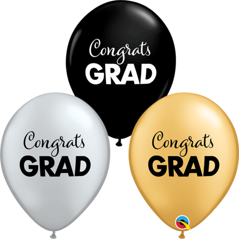 28cm Round Black, Silver & Gold SIMPLY Congrats Grad #98618 - Pack of 50