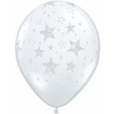 28cm Round Diamond Clear Glitter Stars & Stars-A-Round #99053 - Pack of 25