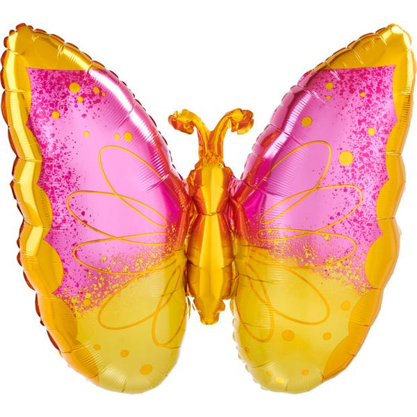 63cm Foil Shape BUTTERFLY Pink & Yellow #HA42791