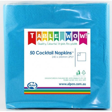 Napkins COCKTAIL Azure Blue 50pk #AP380083