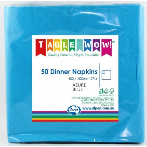Napkins DINNER Azure Blue 50pk #AP380238