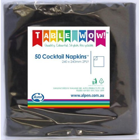 Napkins COCKTAIL Black 50pk #AP380089