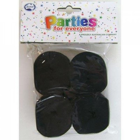 Crepe Streamer BLACK 4 Pack 35mm x 10m #AP510012