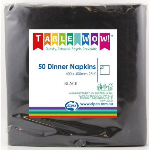 Napkins DINNER Black 50pk #AP380258