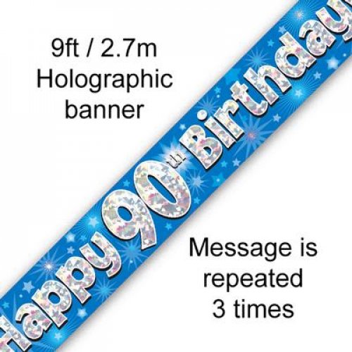 2.7m BANNER Happy 90th B'day BLUE #AP109456