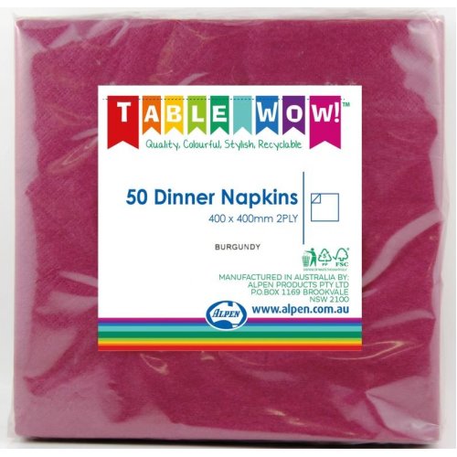 Napkins DINNER Burgundy 50pk #AP380252