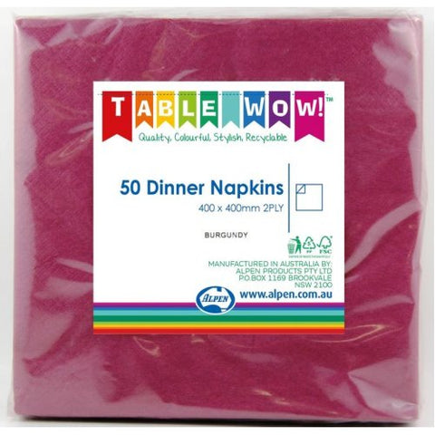Napkins DINNER Burgundy 50pk #AP380252