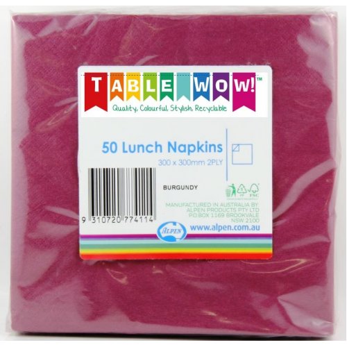 Napkins LUNCH Burgundy 50pk 2Ply #AP380152