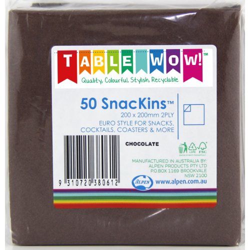 SNACKIN Napkins CHOCOLATE 50 Pack #A380061