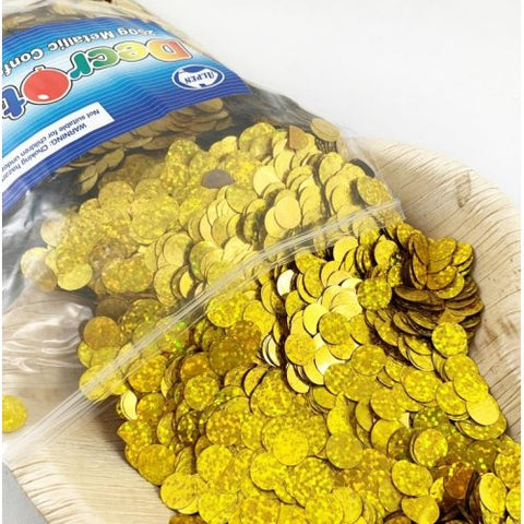 Confetti 1cm Holographic GOLD 250grams #204912 - Resealable Bag