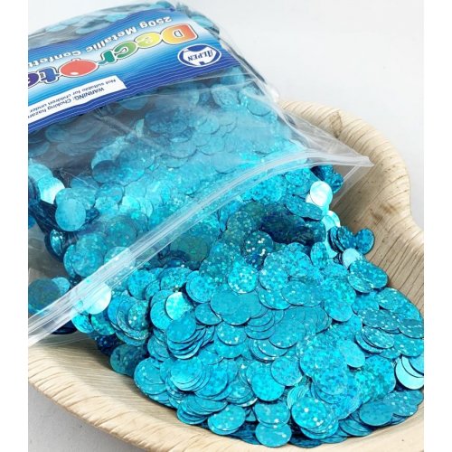 Confetti 1cm Holographic LIGHT BLUE 250grams #204915 - Resealable Bag