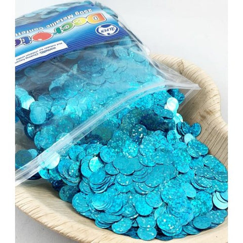 Confetti 1cm Holographic LIGHT BLUE 250grams #204915 - Resealable Bag