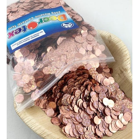 Confetti 1cm Holographic ROSE GOLD 250grams #204913 - Resealable Bag