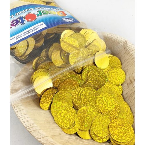 Confetti 2.3cm Holographic GOLD 250grams #204932 - Resealable Bag