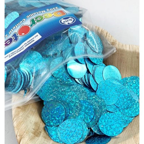 Confetti 2.3cm Holographic LIGHT BLUE 250grams #204935 - Resealable Bag