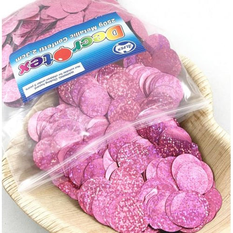 Confetti 2.3cm Holographic LIGHT PINK 250grams #204934 - Resealable Bag