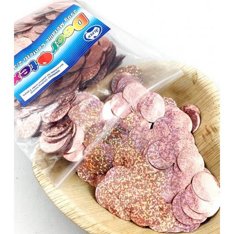 Confetti 2.3cm Holographic ROSE GOLD 250grams #204933 - Resealable Bag