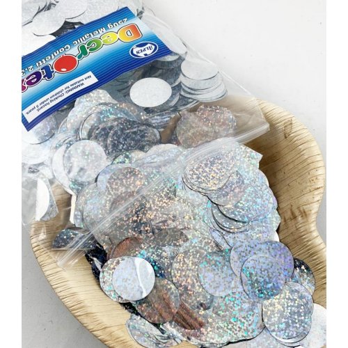 Confetti 2.3cm Holographic SILVER 250grams #204931 - Resealable Bag