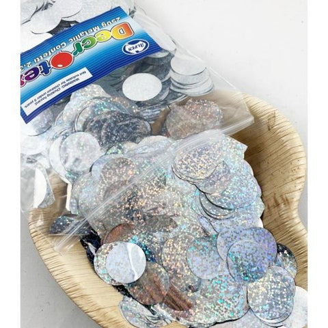 Confetti 2.3cm Holographic SILVER 250grams #204931 - Resealable Bag