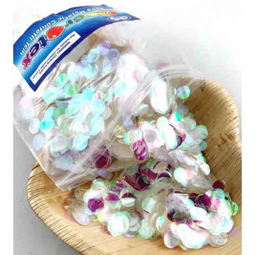 Confetti 1cm Metallic IRIDESCENT 250 grams #204910 - Resealable Bag