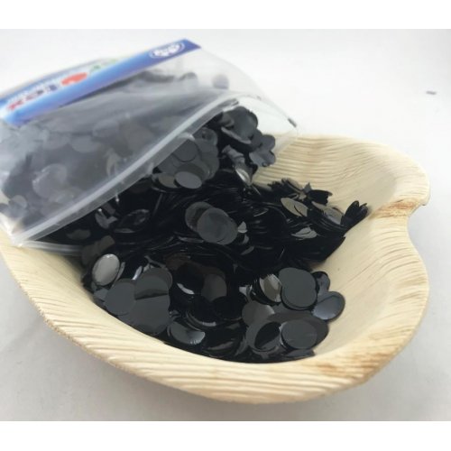 Confetti 1cm Metallic BLACK 250 grams #204610 - Resealable Bag