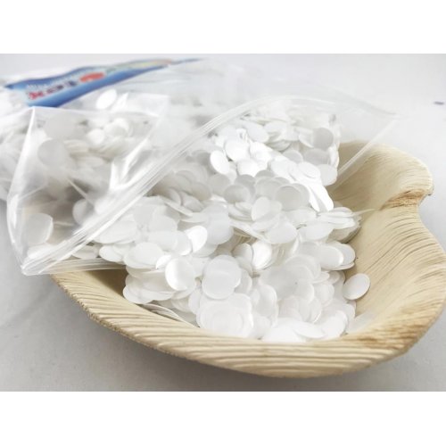 Confetti 1cm Metallic WHITE 250 grams #204611 - Resealable Bag