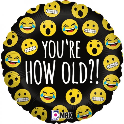 45cm Round Foil Balloon Emoji How Old? #G36870P - Each (Pkgd.)