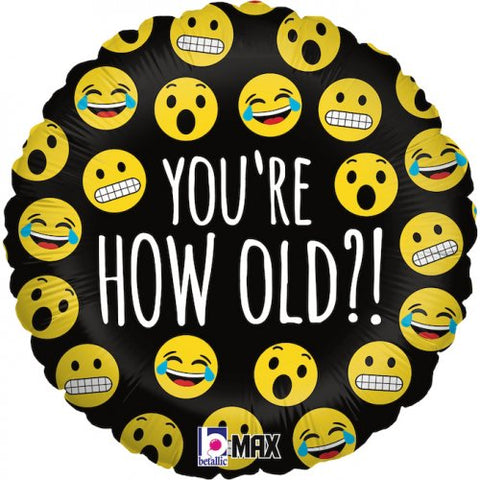 45cm Round Foil Balloon Emoji How Old? #G36870P - Each (Pkgd.)