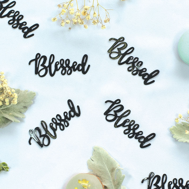 Foil JUMBO Confetti BLESSED Black 15 Pack #FS410043