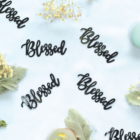 Foil JUMBO Confetti BLESSED Black 15 Pack #FS410043