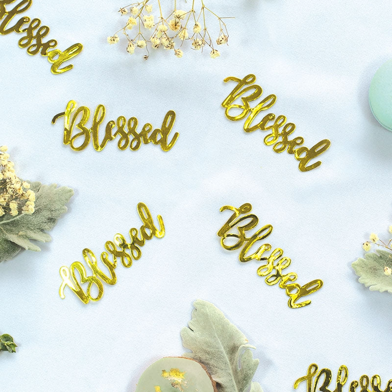 Foil JUMBO Confetti BLESSED Gold 15 Pack #FS410041