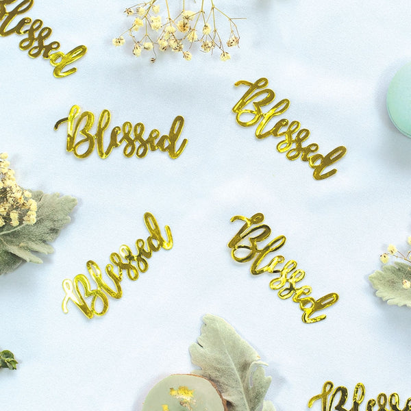 Foil JUMBO Confetti BLESSED Gold 15 Pack #FS410041