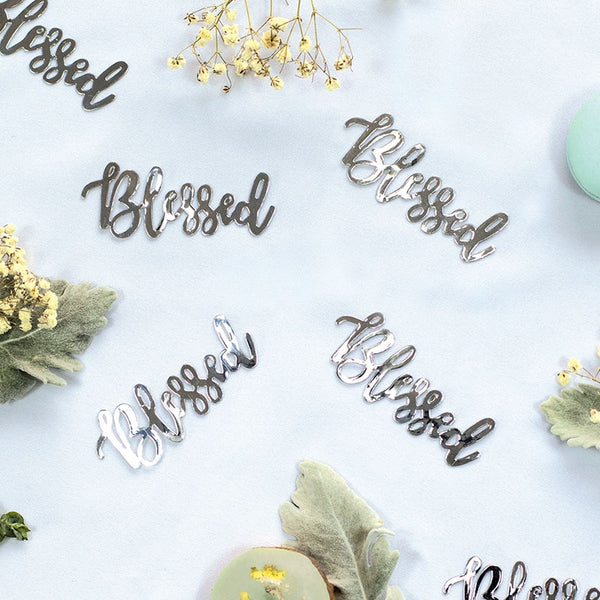 Foil JUMBO Confetti BLESSED Silver 15 Pack #FS410040
