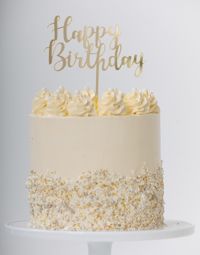 Cake Topper HAPPY BIRTHDAY Gold 1pk #FS420021