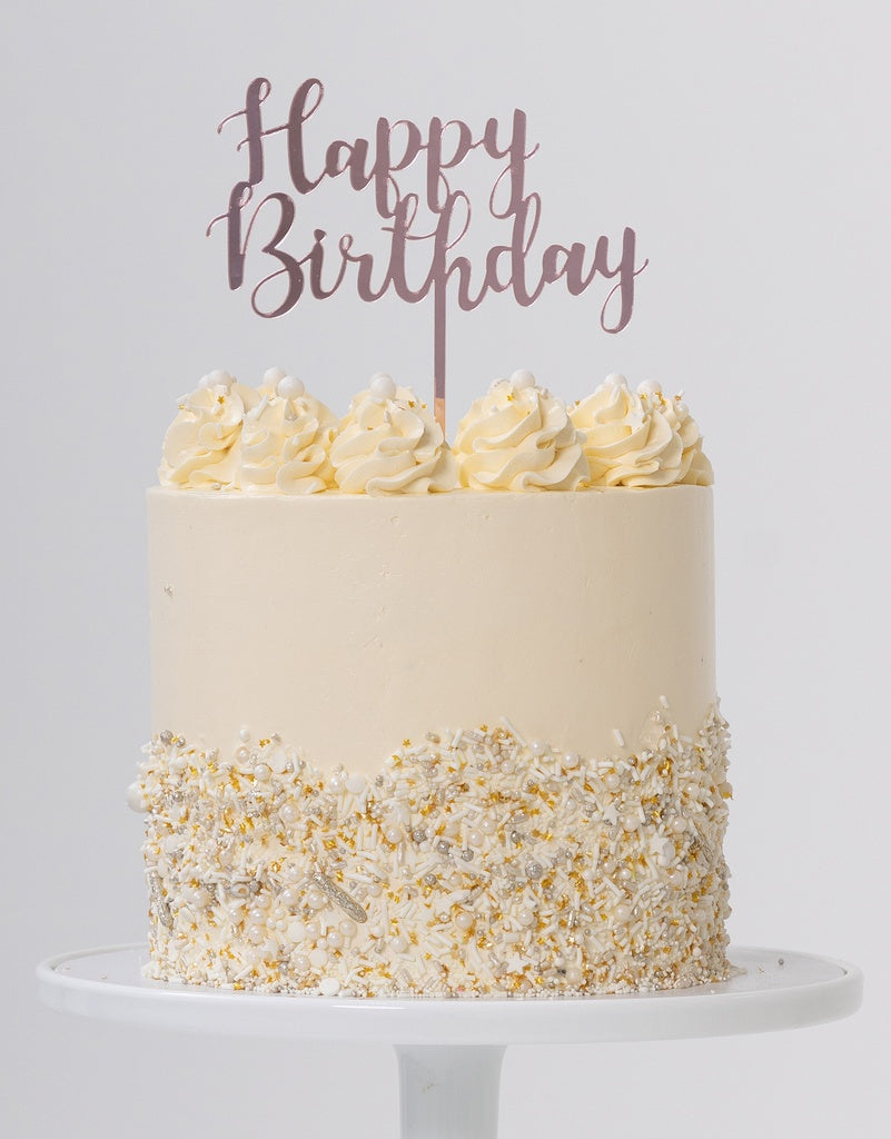 Cake Topper HAPPY BIRTHDAY Rose Gold 1pk #FS420022