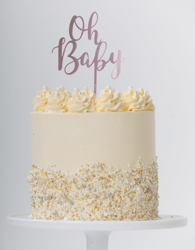 Cake Topper OH BABY Rose Gold 1pk #FS420032