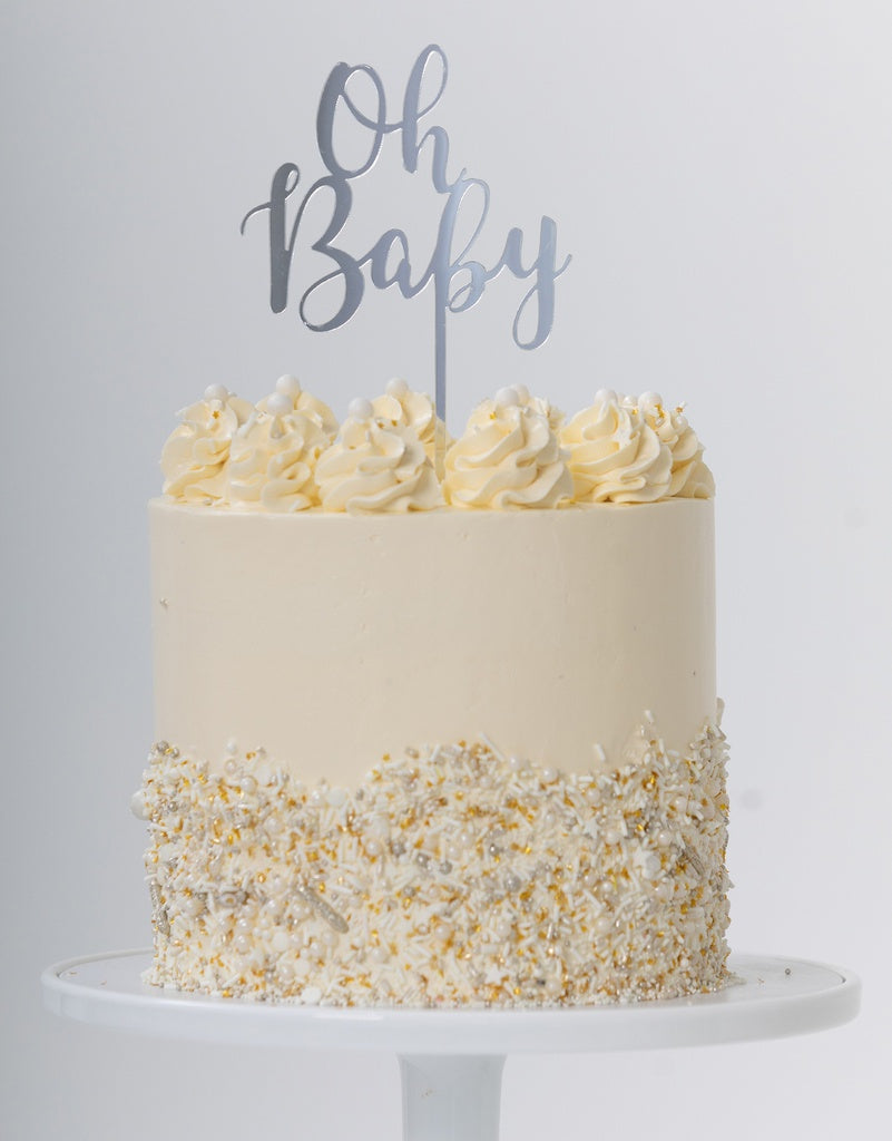 Cake Topper OH BABY Silver 1pk #FS420030