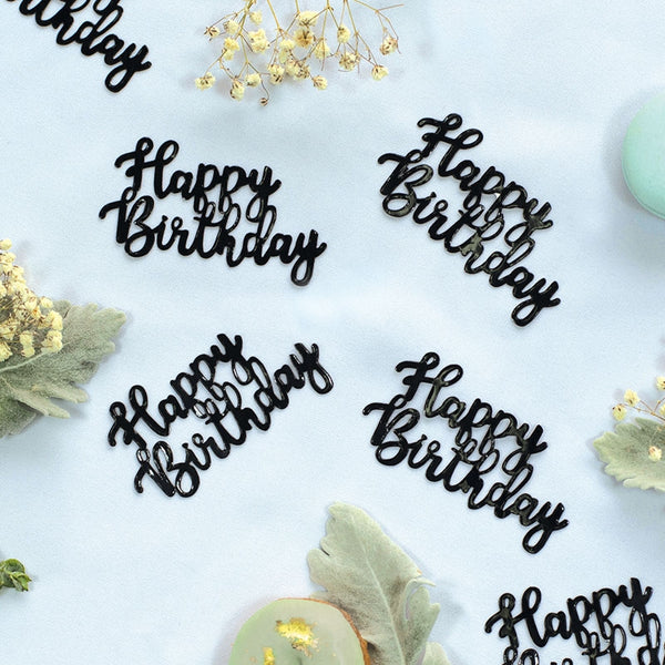 Foil JUMBO Confetti HAPPY BIRTHDAY Black 10 Pack #FS410023
