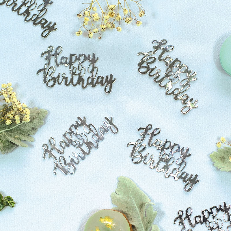 Foil JUMBO Confetti HAPPY BIRTHDAY Silver 10 Pack #FS410020