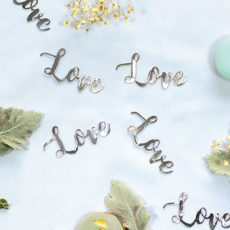 Foil JUMBO Confetti LOVE Silver 20 Pack #FS410090