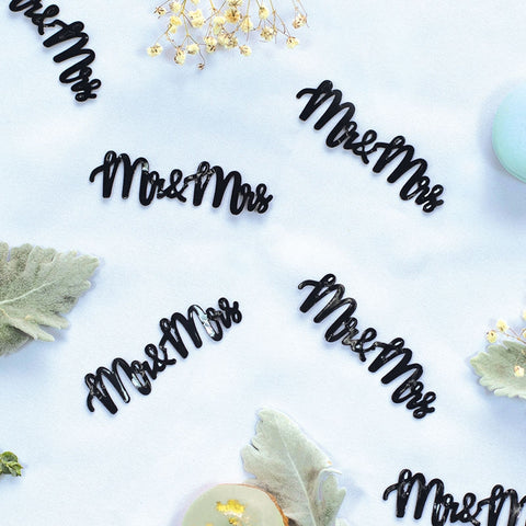 Foil JUMBO Confetti MR & MRS Black 15 Pack #FS410073