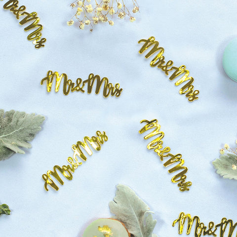 Foil JUMBO Confetti MR & MRS Gold 15 Pack #FS410071