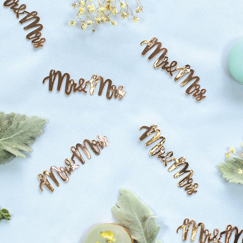 Foil JUMBO Confetti MR & MRS Rose Gold 15 Pack #FS410072